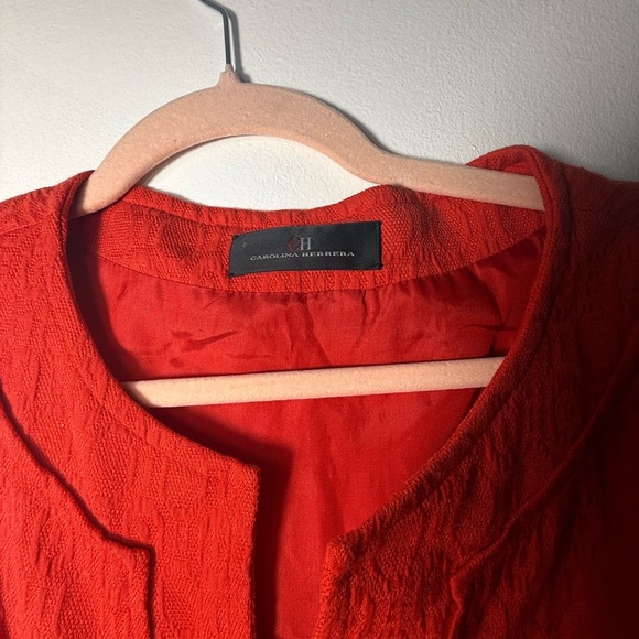 Carolina Herrera Red Textured Midi Dress - Picture 10 of 11